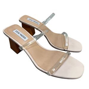 Steve Madden Sandals Womens Size 10 Pink PU Upper  Double Strap Open Toe Heels‎